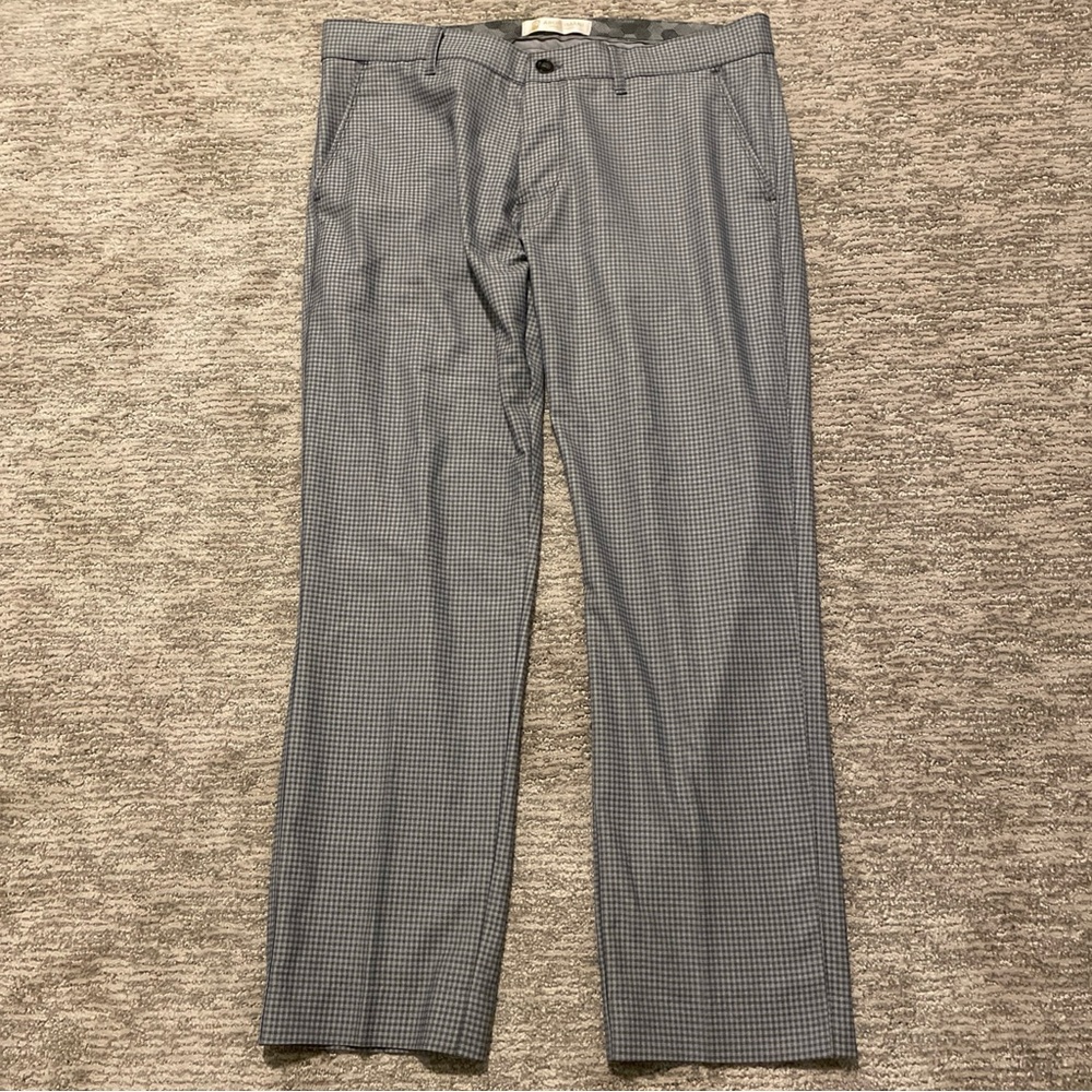 Aron Imani Turkish Men’s Dress Pants Gray Shepherds Check Twill Waist Size 38
